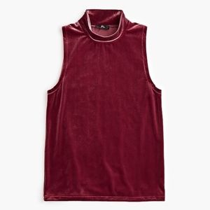 J. Crew Velvet Mockneck Tank Top Burgundy Small
